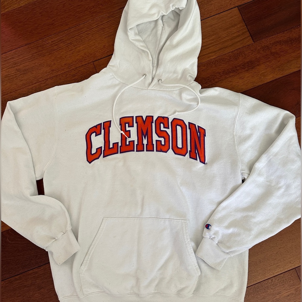 Clemson University hoodie white/orange